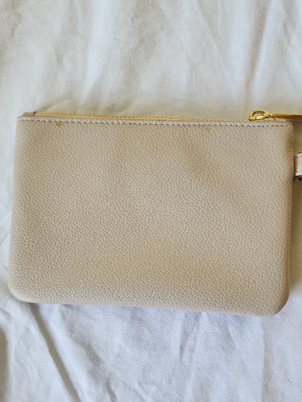 Kendra Scott Wristlet Pouch in Light Beige with Gold Accent